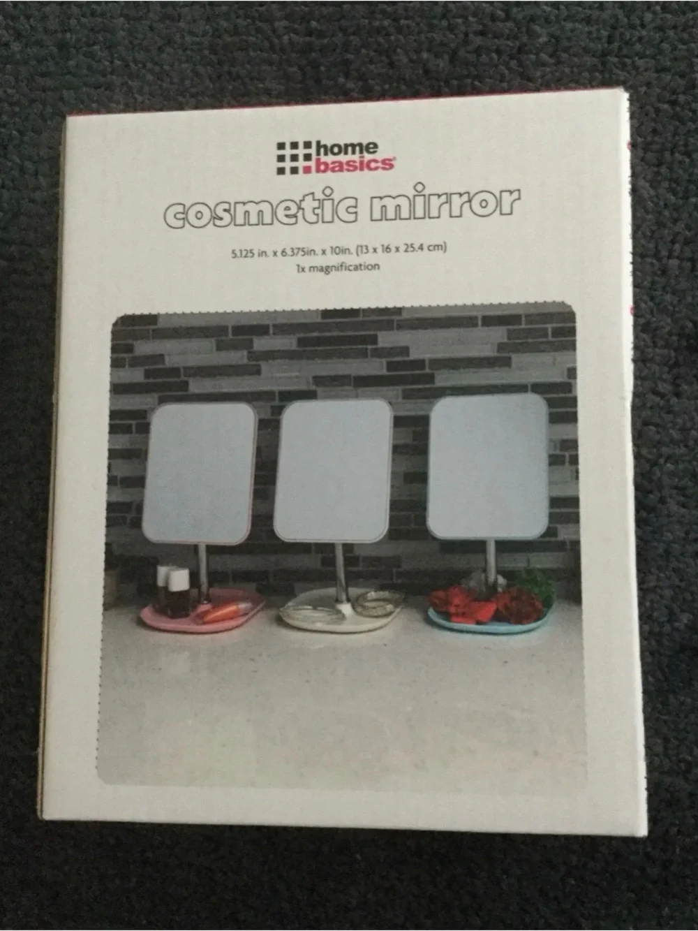 Home Basics Three-Color Tabletop Cosmetic Mirrors — White Base